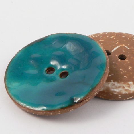 40mm Blue/Green Glazed Coconut 2 Hole Button