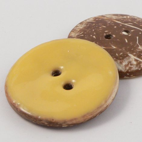 40mm Yellow Glazed Coconut 2 Hole Button