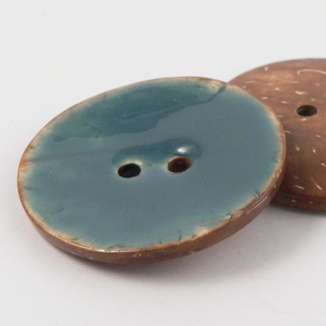 40mm Blue Glazed Coconut 2 Hole Button