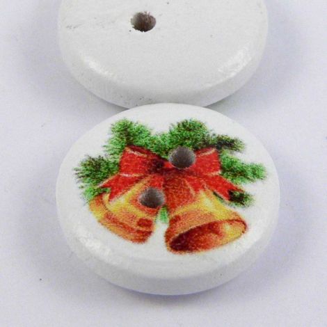 15mm Christmas Bells 2 Hole Coconut Button