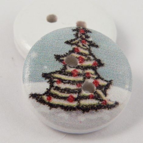15mm Christmas Tree 2 Hole Coconut Button