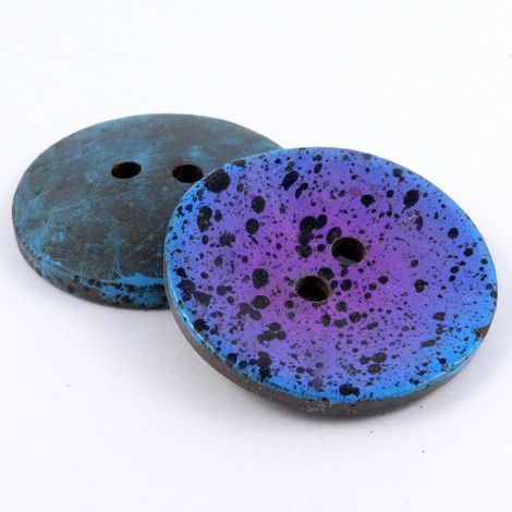 35mm Splattered Blue & Purple 2 Hole Coconut Button