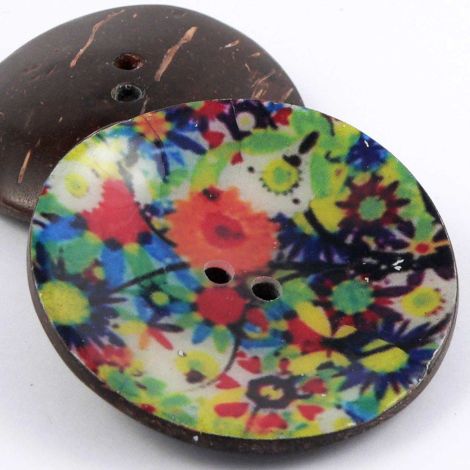 50mm Floral Display 2 Hole Coconut Button