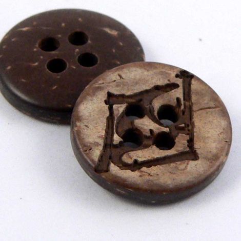 12mm Engraved Diamand Coconut 4 Hole Button