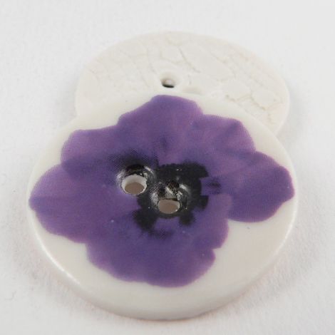 29mm Ceramic Purple Flower 2 Hole Button