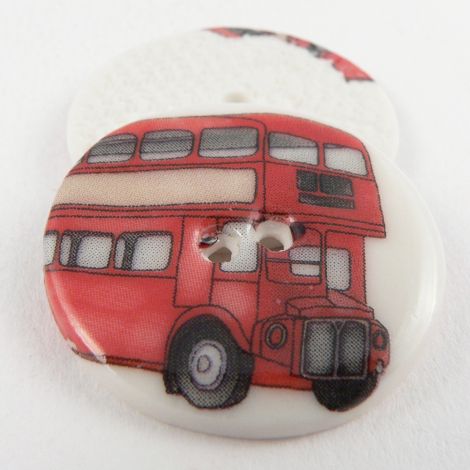 29mm Ceramic Red London Bus 2 Hole Button
