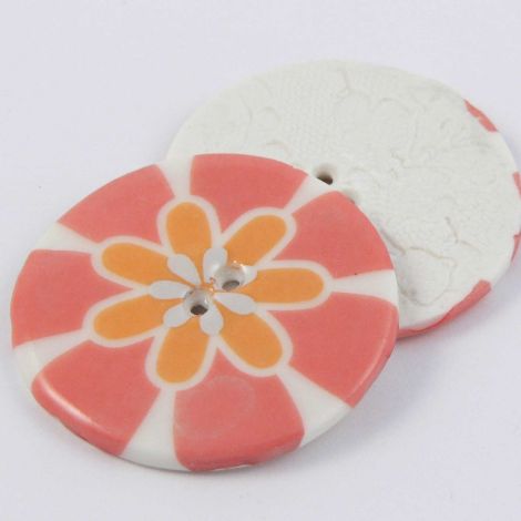 38mm Ceramic Coral Flower Power 2 Hole Button