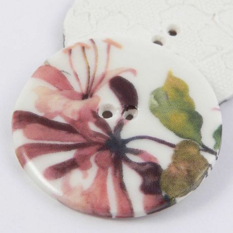 38mm Ceramic Honeysuckle Flowers 2 Hole Button