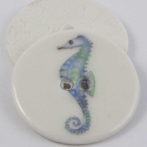 29mm Ceramic Blue Seahorse 2 Hole Button
