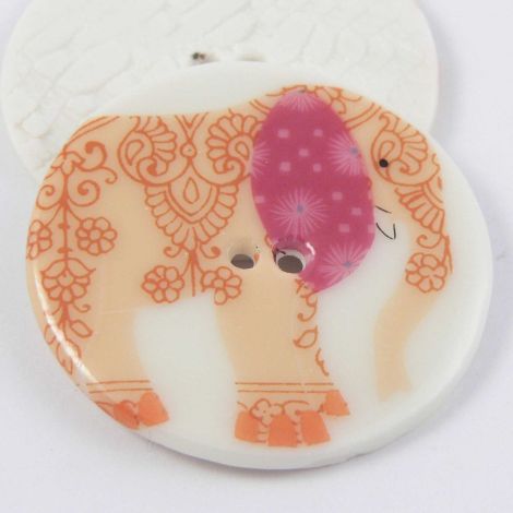 38mm Ceramic Apricot Elephant 2 Hole Button