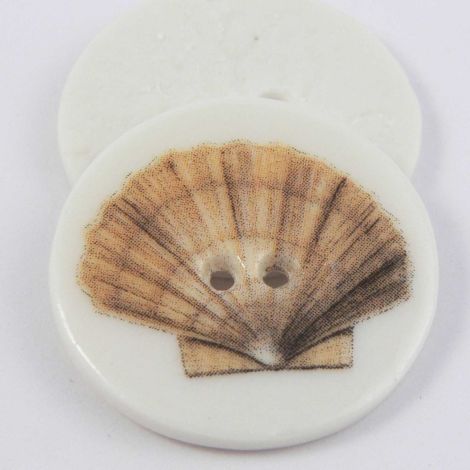 29mm Ceramic Scallop Shell 2 Hole Button