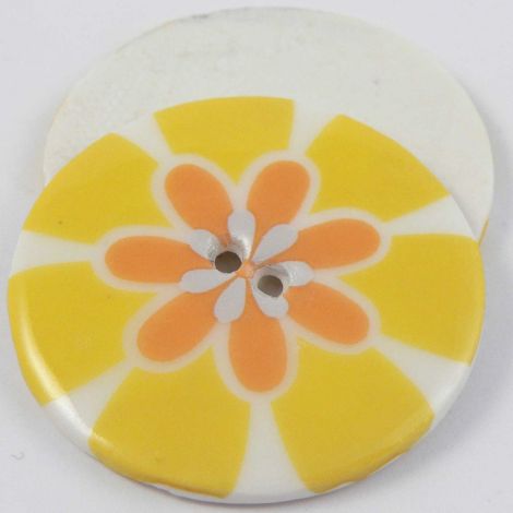 38mm Ceramic Yellow Flower Power 2 Hole Button