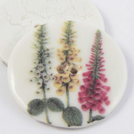 38mm Ceramic Foxgloves Flower 2 Hole Button
