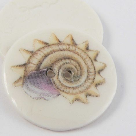 29mm Ceramic Worm Snail Shell 2 Hole Button