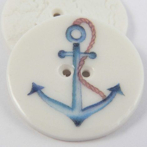 29mm Ceramic Blue Anchor 2 Hole Button