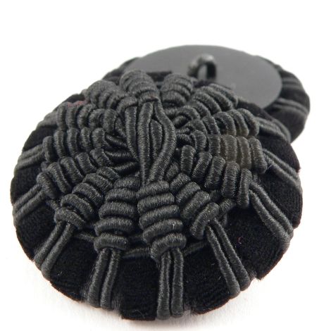 40mm Black Velvet/Ribbon Shank Button