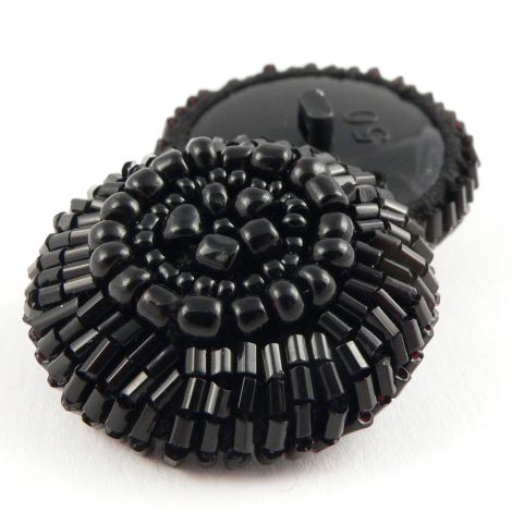 36mm Black Domed Beaded Shank Button