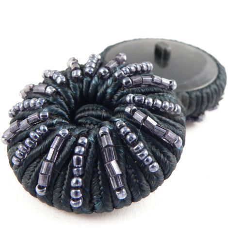 40mm Black Domed Beaded Shank Button