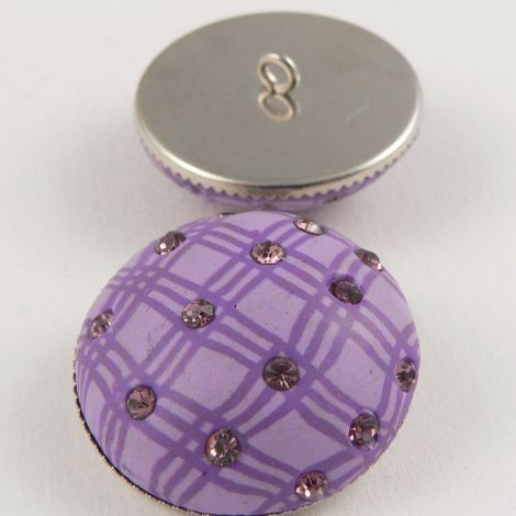 26mm Purple Domed Hand painted Polymer Clay Shank Button