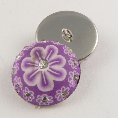 21mm Lilac Domed Hand Painted Polymer Clay Shank Button