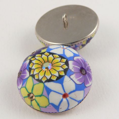 26mm Domed Multicoloured Hand Painted Polymer Clay Shank Button