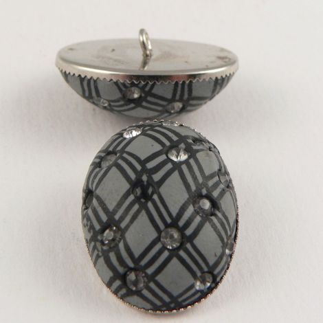 26mm Grey Domed Hand Painted Polymer Clay Shank Button