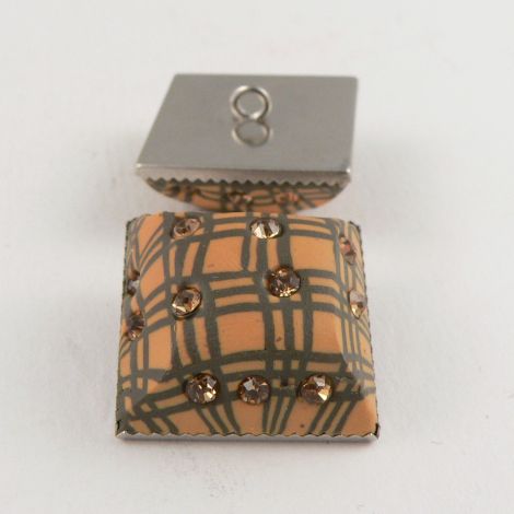 20mm Square Domed Hand Painted Polymer Clay Shank Button