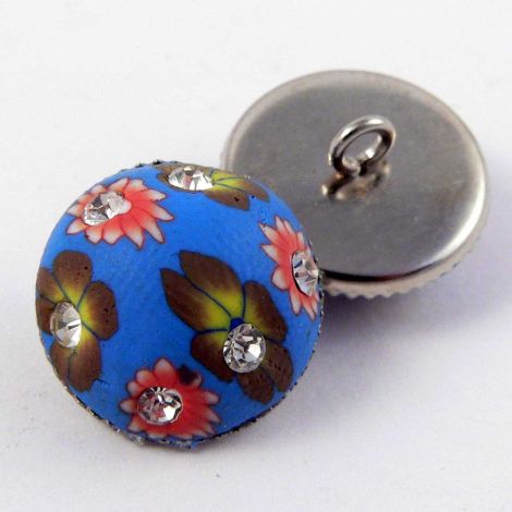 15mm Domed Hand Painted Polymer Clay Shank Button