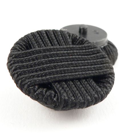 34mm Black Criss-Crossed Ribbon Shank Button