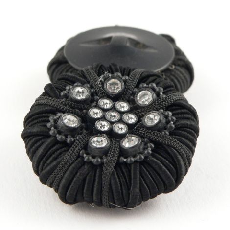 47mm Black Ribbon Diamante Beaded Shank Button