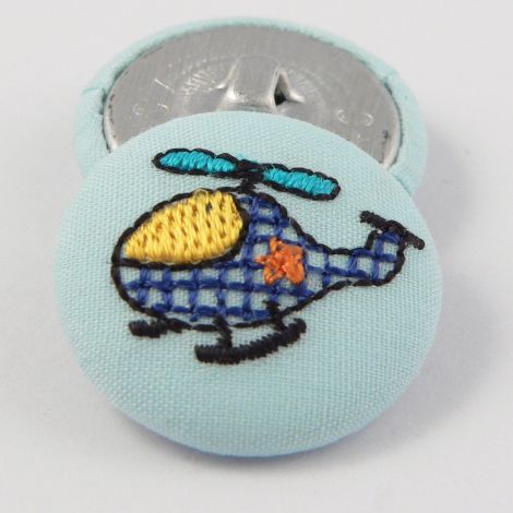 25mm Blue Fabric Helicopter Shank Button