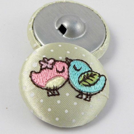 30mm Love Birds Fabric Shank Button