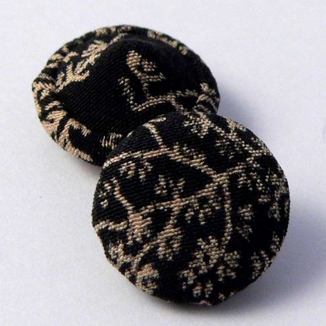 12mm Cream & Black Floral Fabric Shank Button