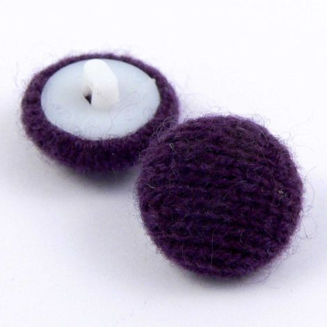 15mm Purple knitted Fabric Shank Button