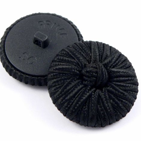 32mm Black Shiny Satin Ribbon Shank Coat Button