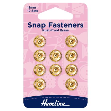 11mm Gold Sew On Snap Fasteners Hemline