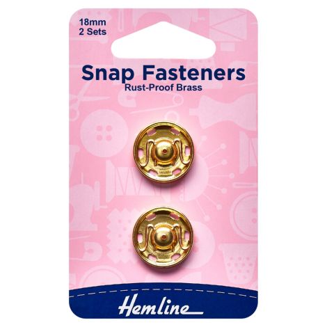 18mm Gold Sew On Snap Fasteners Hemline