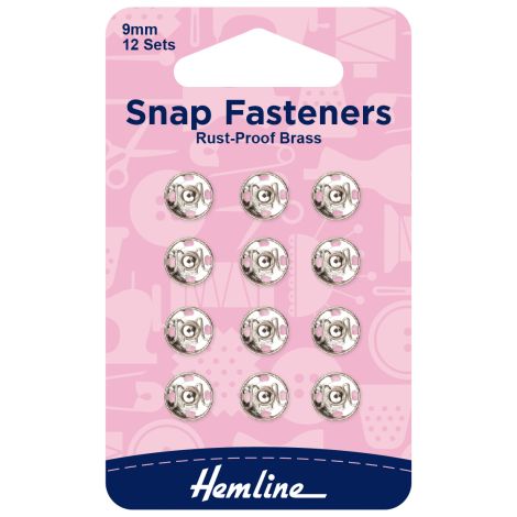 9mm Silver Sew On Snap Fasteners Hemline