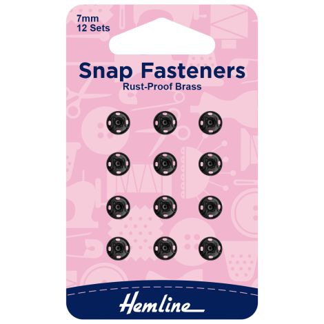  7mm Black Sew On Snap Fasteners Hemline