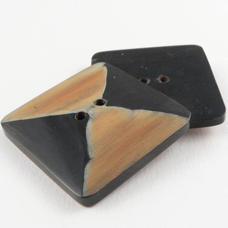 40mm Black/Brown Designer Square Horn 2 Hole Button