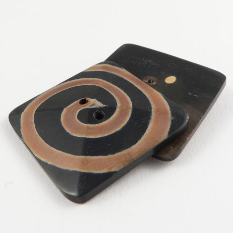 40mm Black/Brown Designer Square Horn 2 Hole Button