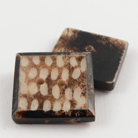 25mm Brown Square Bone Designer 2 Hole Button