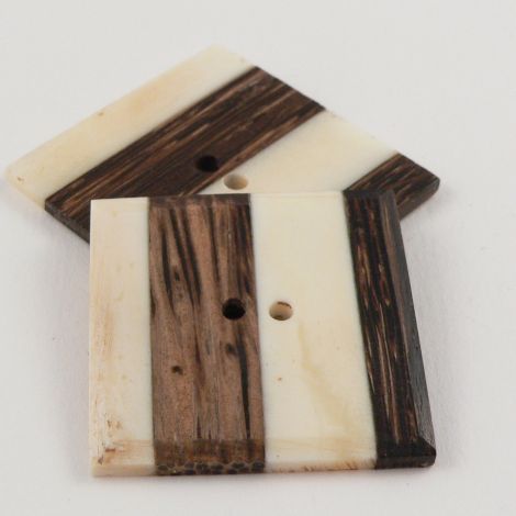 37mm Square Wood & Bone Joint 2 Hole Button