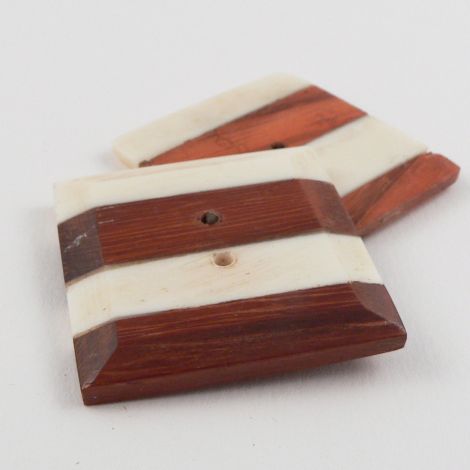 37mm Square Wood & Bone Joint 2 Hole Button