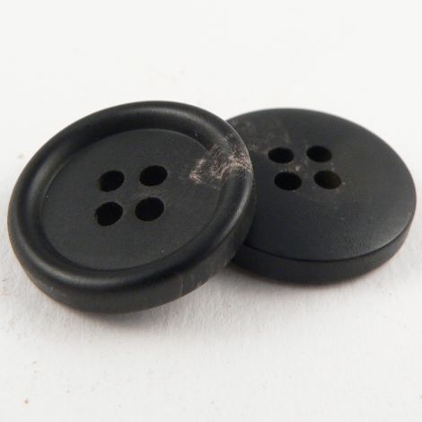 20mm Matt Black/Brown Round Horn 4 Hole Button