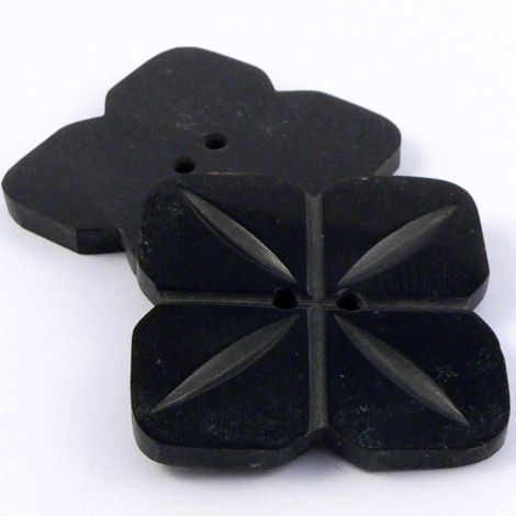 40mm Black Flower Shape Horn 2 Hole Button
