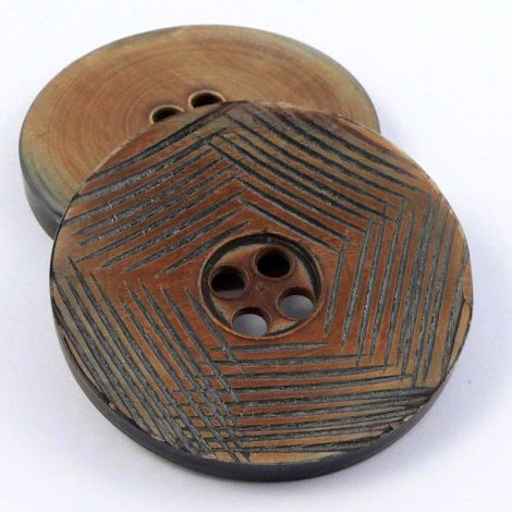 40mm Burnt Brown Round Horn 4 Hole Button