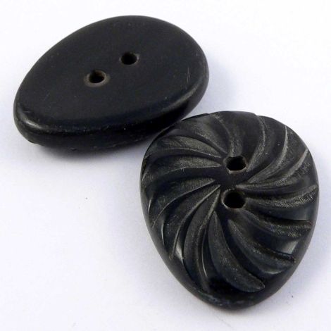20mm Black Egg Shaped Horn 2 Hole Button