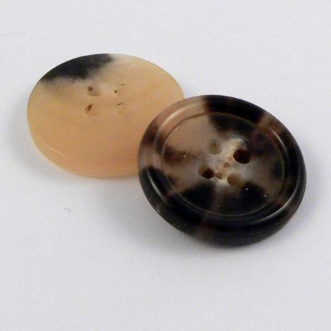 22mm Browns Polished Mix Round Horn 4 Hole Button