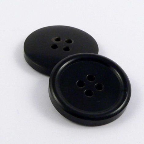 22mm Black Polished Round Horn 4 Hole Button